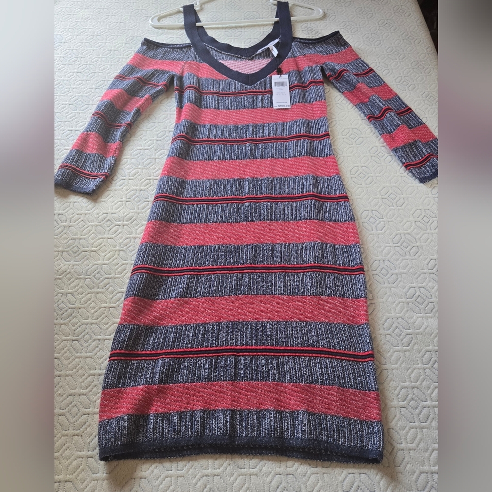 BCBGeneration Striped Cold Shoulder Dress, PTP=13"